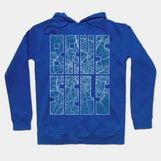 Brussels, Belgium City Map Typography - Blueprint Hoodie